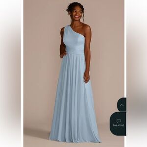 David's Bridal One-Shoulder Light Blue Dress Size Medium NWT
